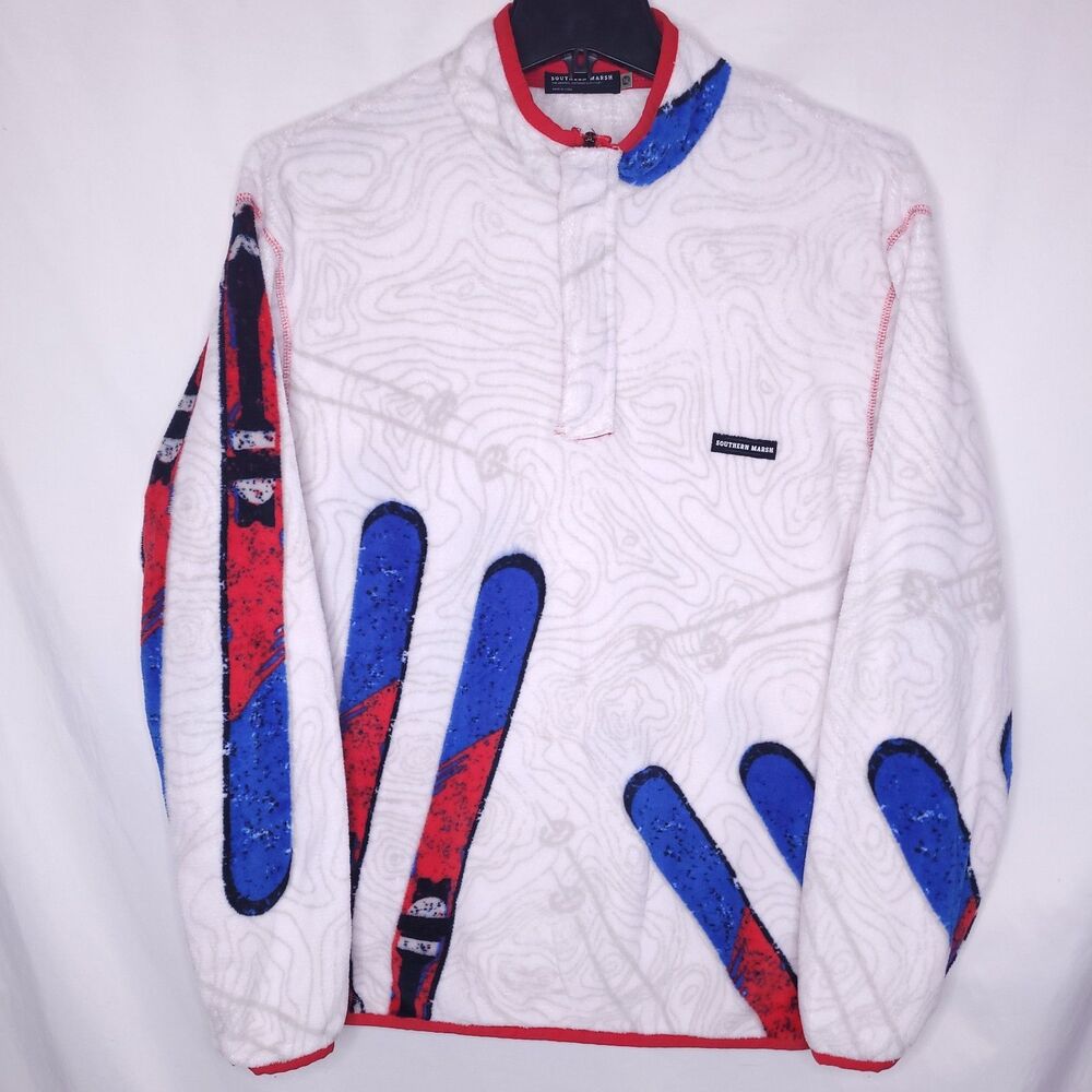 Southern Marsh Pullover Mens Medium Red, White, Blue Ski Aspen Backcountry